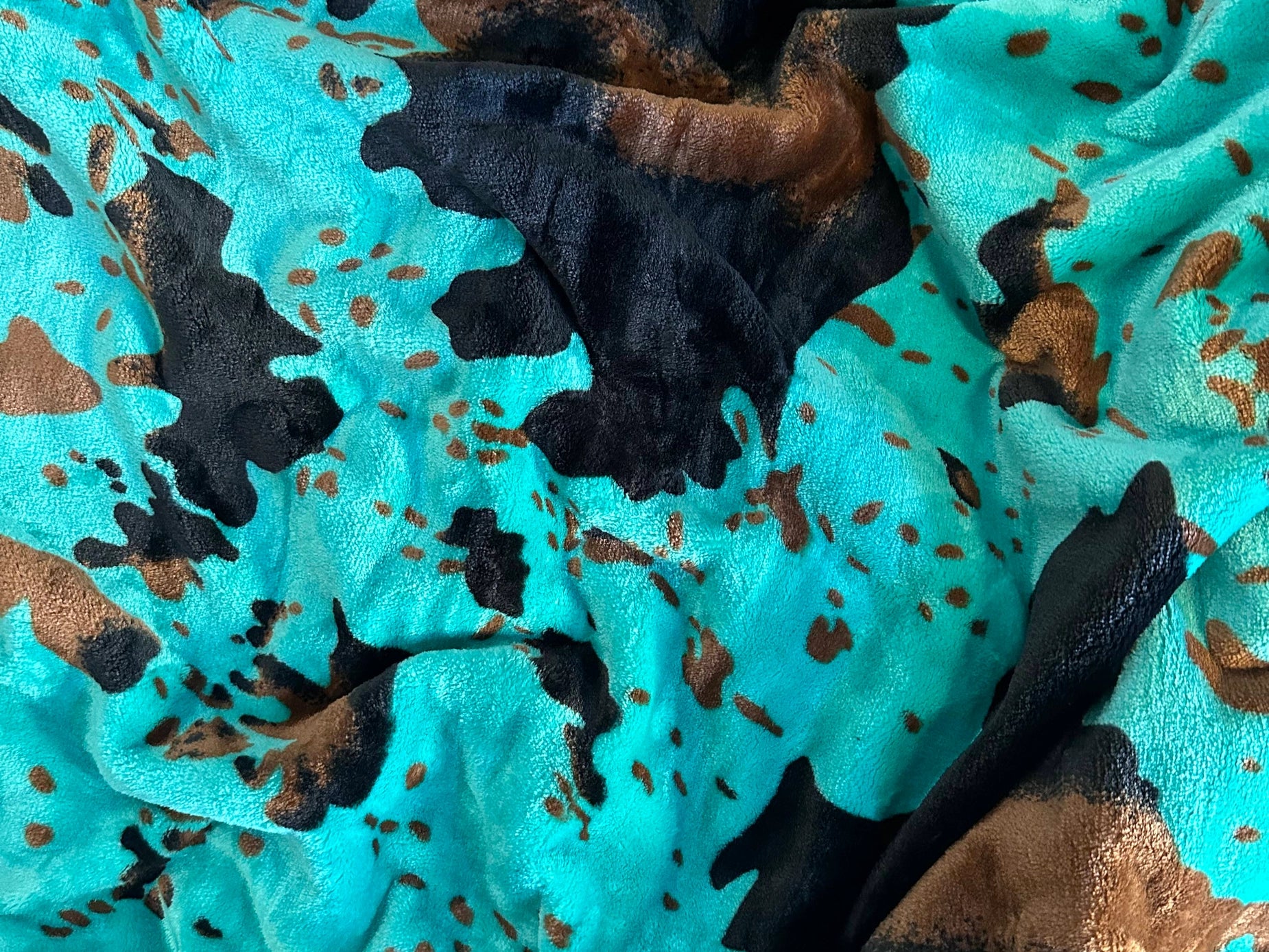 Turquoise Cow Print Blanket
