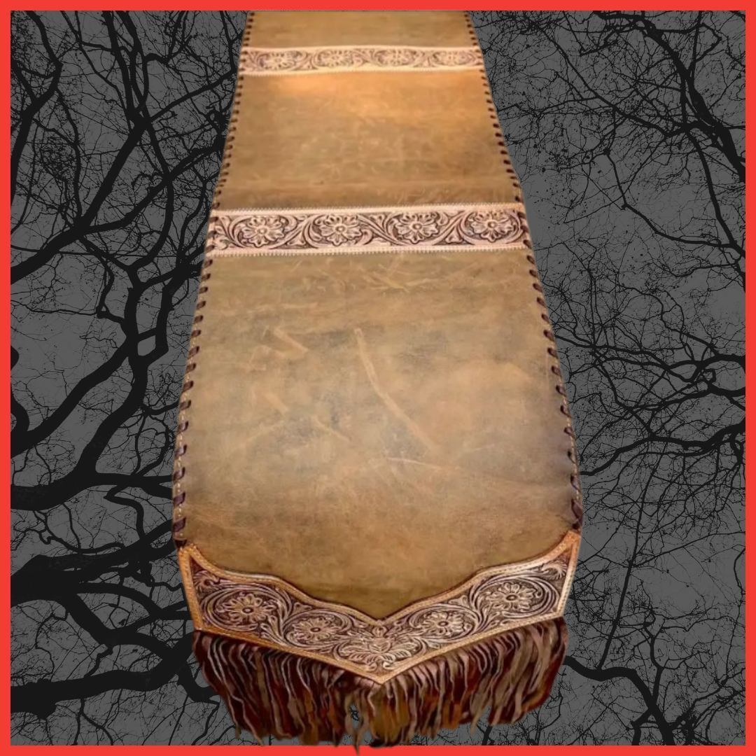 Tooled Leather Table Runner