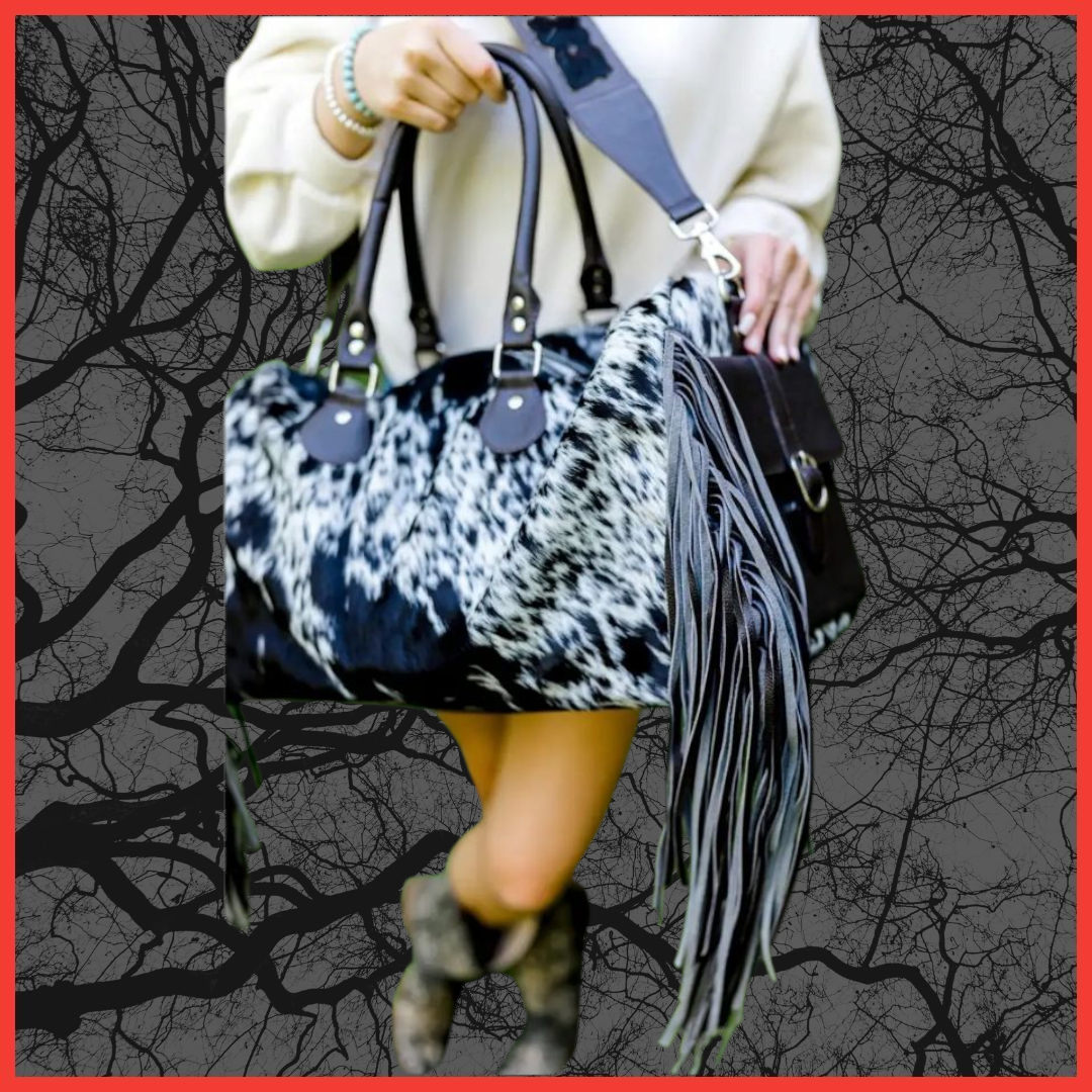 Fringe Cowhide Duffle Bag