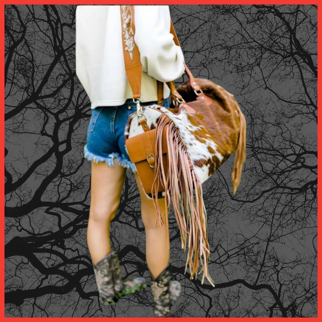 Fringe Cowhide Duffle Bag