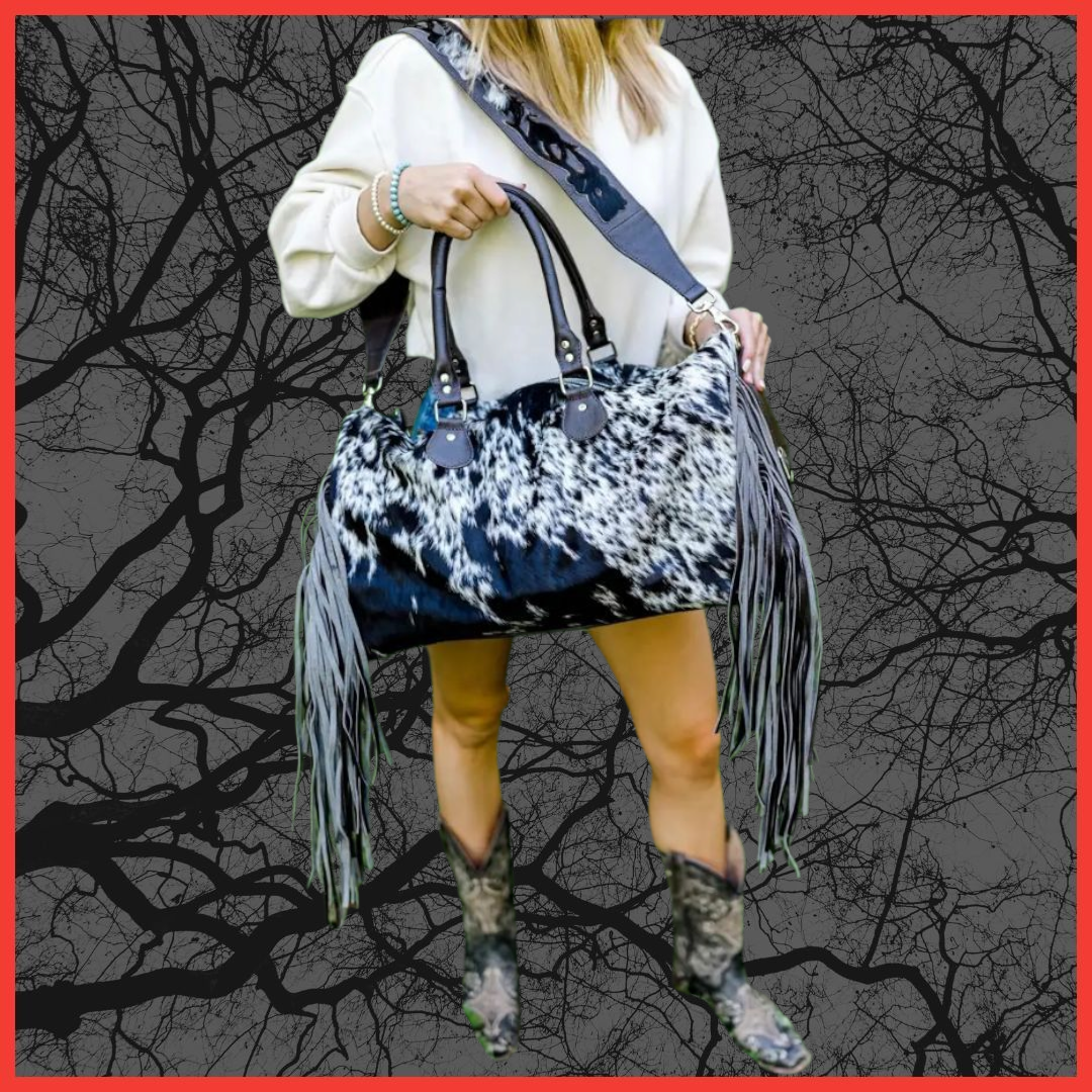 Fringe Cowhide Duffle Bag