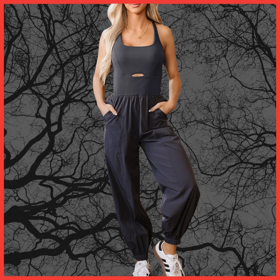 Back Crossed Straps Hollow Out Jogger Jumpsuit