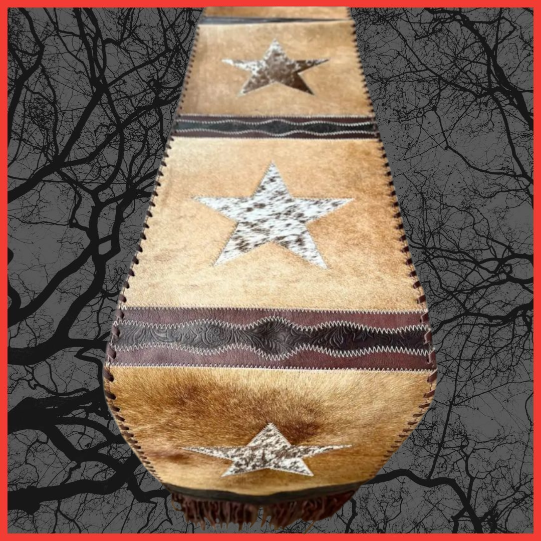 Stars Cowhide & Leather Table Runner