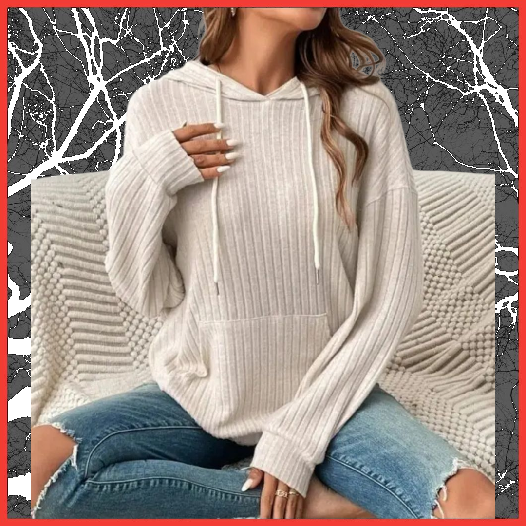 Rib Drawstring Hoodie