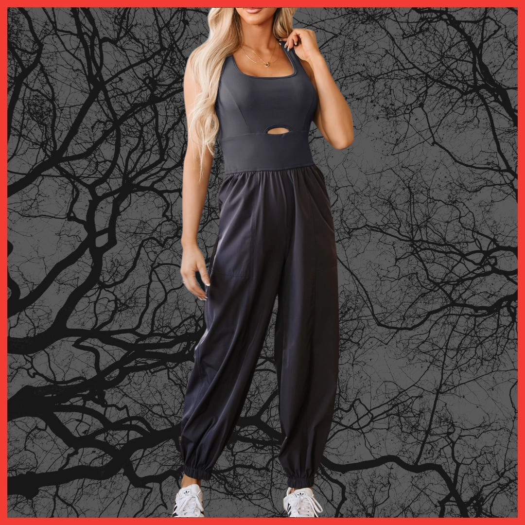 Back Crossed Straps Hollow Out Jogger Jumpsuit