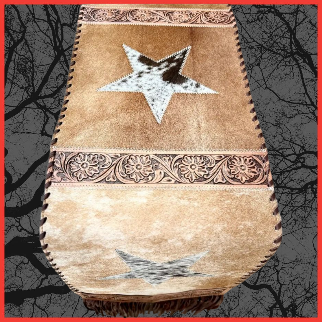 Stars Cowhide & Tooled Table Runner