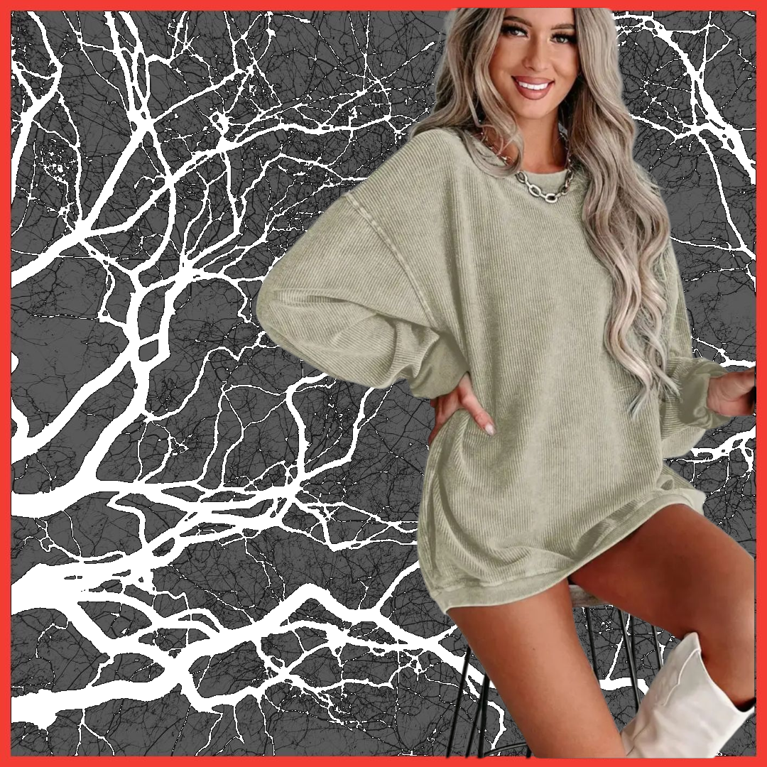 Ribbed Knit Pullover Sweatshirt